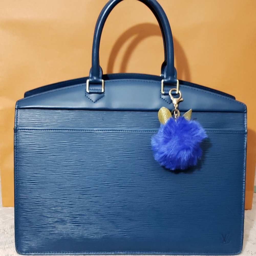 LV Riviera Epi Blue GM Satchel Bag